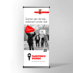 Roll up banner zwart wit met rode accenten